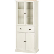 Mobile Dispensa a 5 Livelli con Cassetto Centrale 76x40x182,5 cm  in MDF e Truciolato Bianco Crema