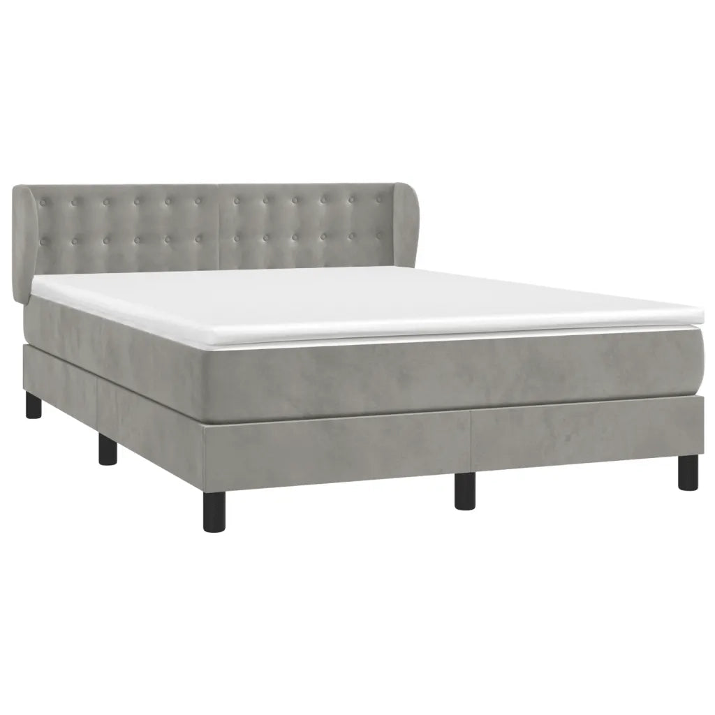 Giroletto a Molle con Materasso Grigio Chiaro 140x200cm Velluto 3127733