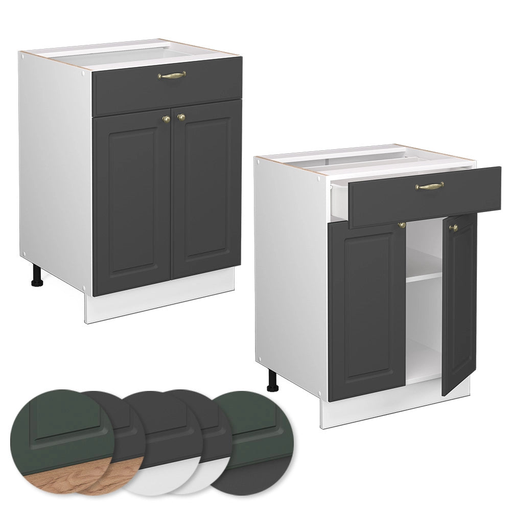 Vicco Mobiletto base per cucina Antracite-oro 60 cm con cassetto, senza piano di lavoro