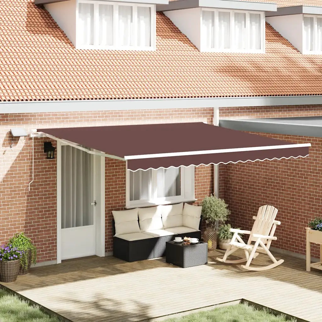 Tenda da Sole Retrattile Manuale con LED Marrone 400x300 cm 3215379