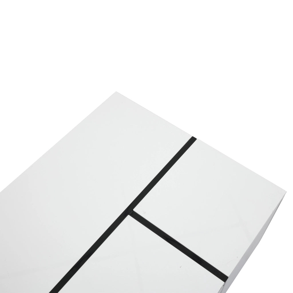 Tavolino da caffè bianco e nero 100x60x40 cm con 4 cassetti