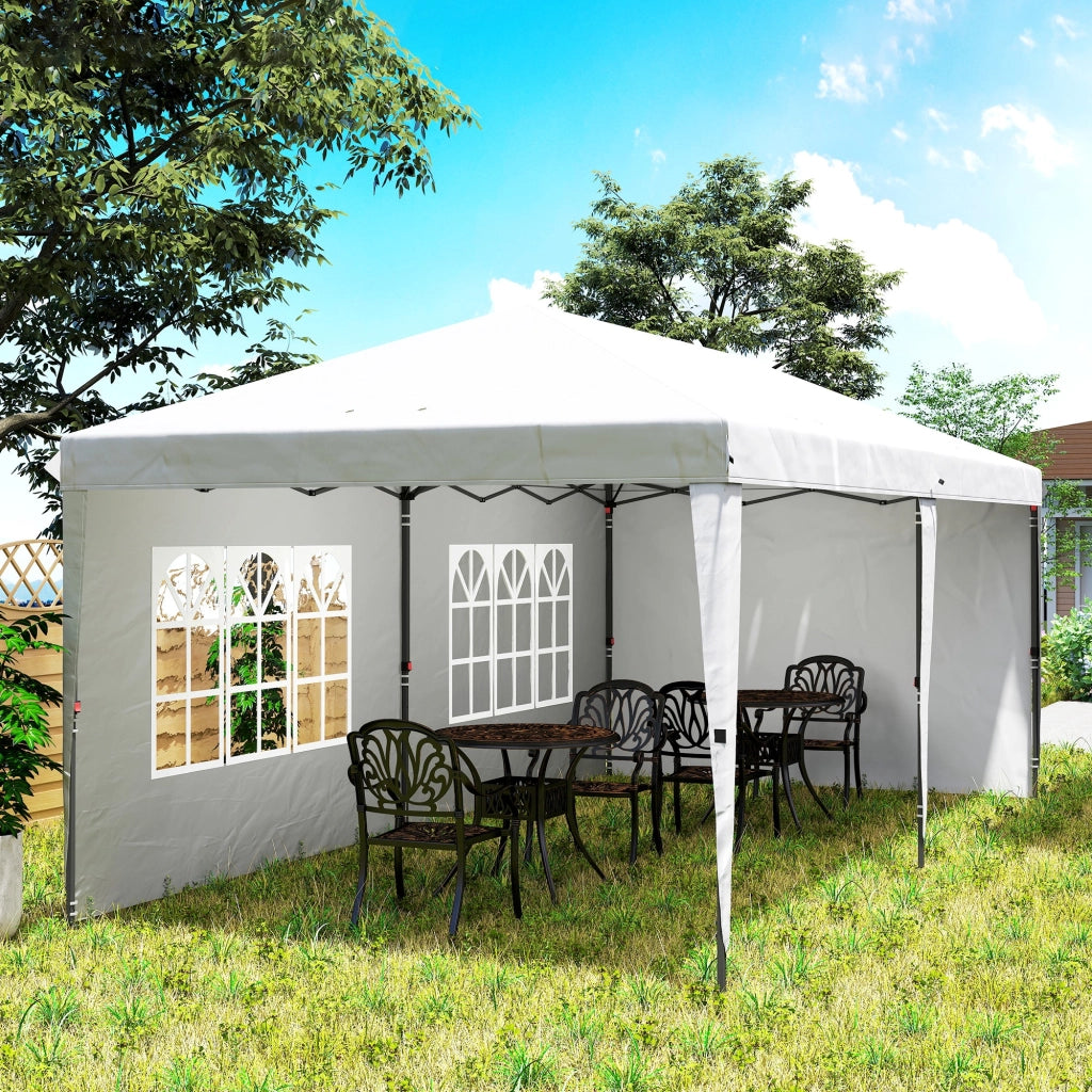 Gazebo Pieghevole 6x3m Pop-up ¨C Xylo ¨C 4 Laterali 2 Finestre Bianco Giardino Esterno