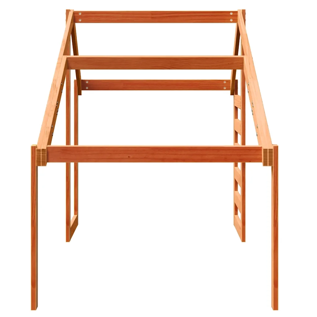 Tetto Letto Bambini Marrone Cera 188x97x113 Legno Massello Pino