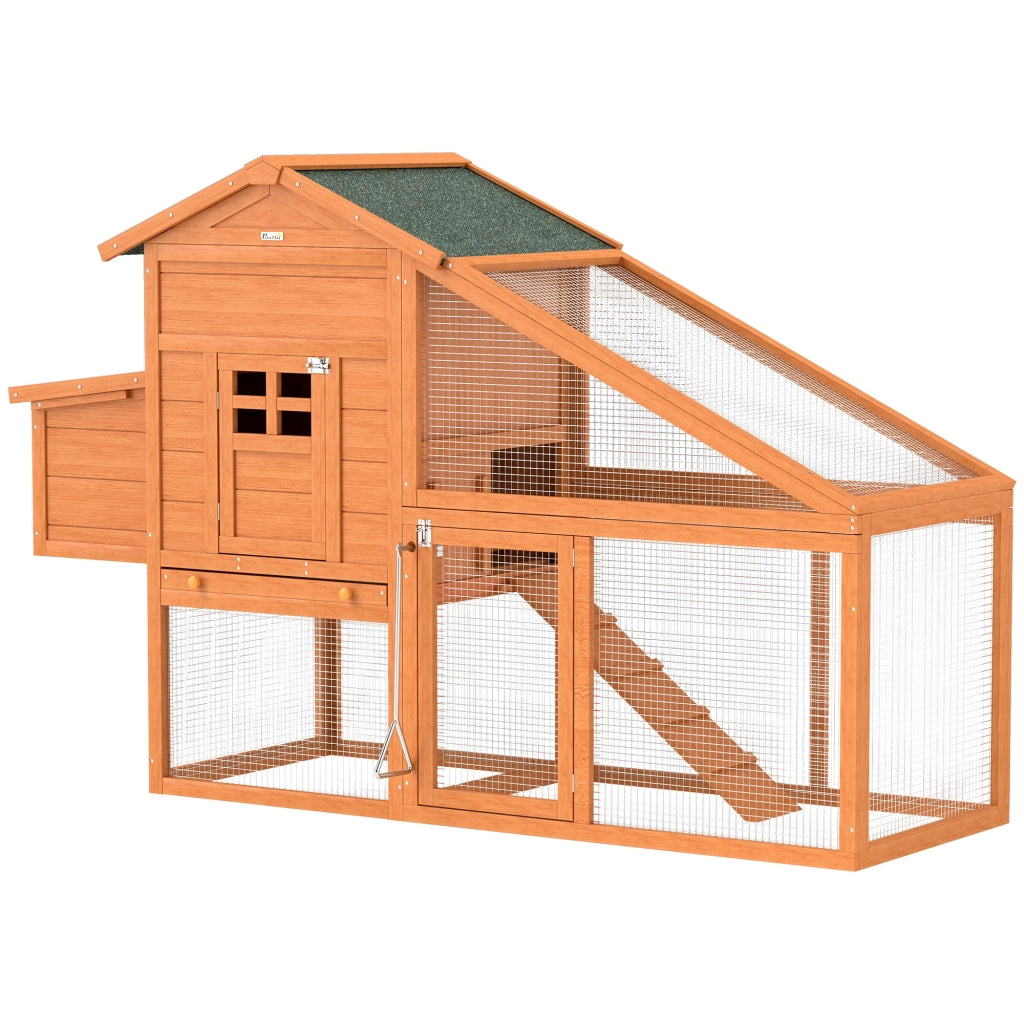 Polleria Cottage Gabbia per Galline in Legno Massello Pino ¨C zephmum ¨C 179x67x115 cm Arancione