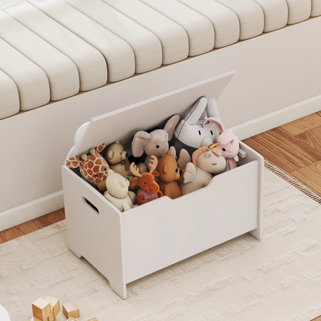 Cassa giocattoli per bambini con coperchio ¨C zephmum ¨C forma orso, bianco, 60x38x48 cm