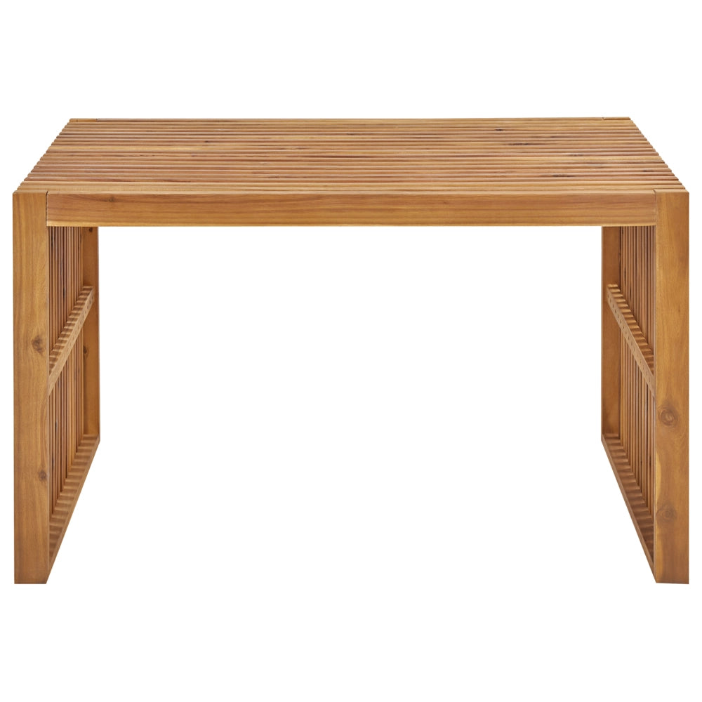 Tavolo da pranzo da giardino in legno massiccio di acacia chiaro 120 x 70 cm 4 posti a sedere rettangolare per interni e per esterni Rustico