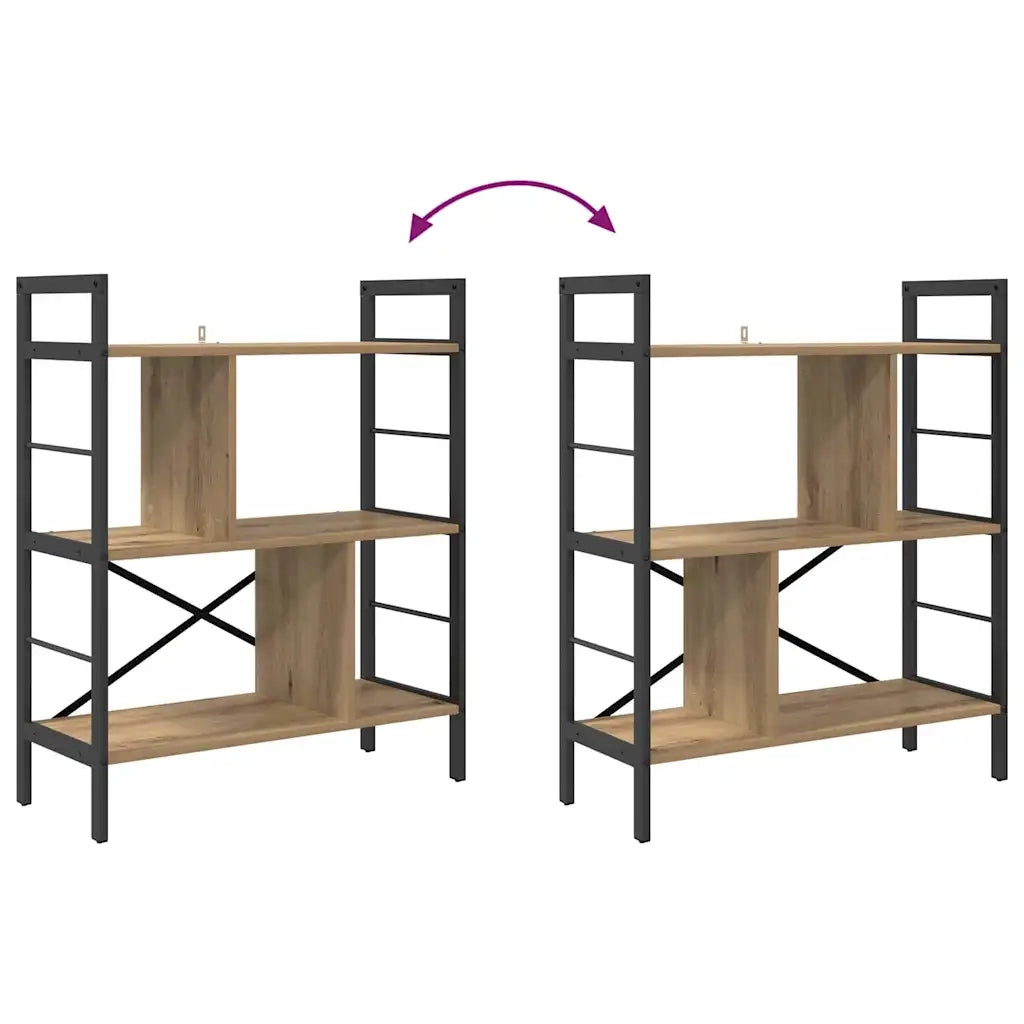 Libreria-Scaffale per Libri-Mobile di Stoccaggio Rovere artigianale 75 x 30 x 91 cm Legno multistrato