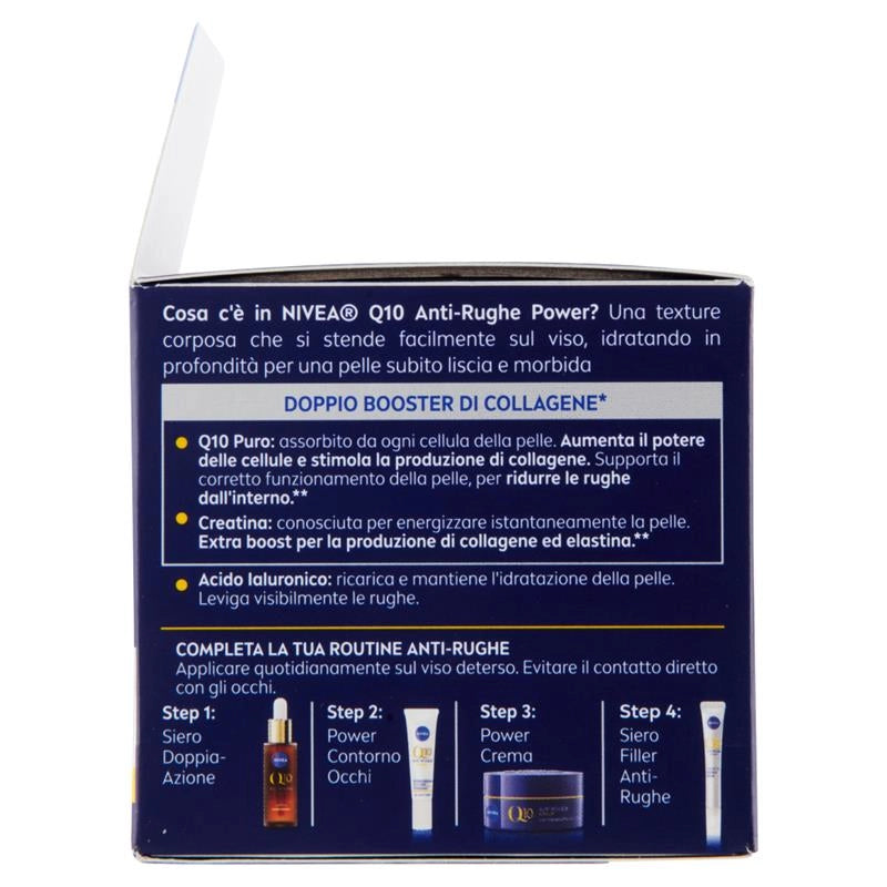 NIVEA CREMA VISO Q10 POWER NOTTE EXTRA RIGENERANTE ANTI RUGHE DOPO 7 GIORNI CON CREATINA + ACIDO IALURONICO 50ML