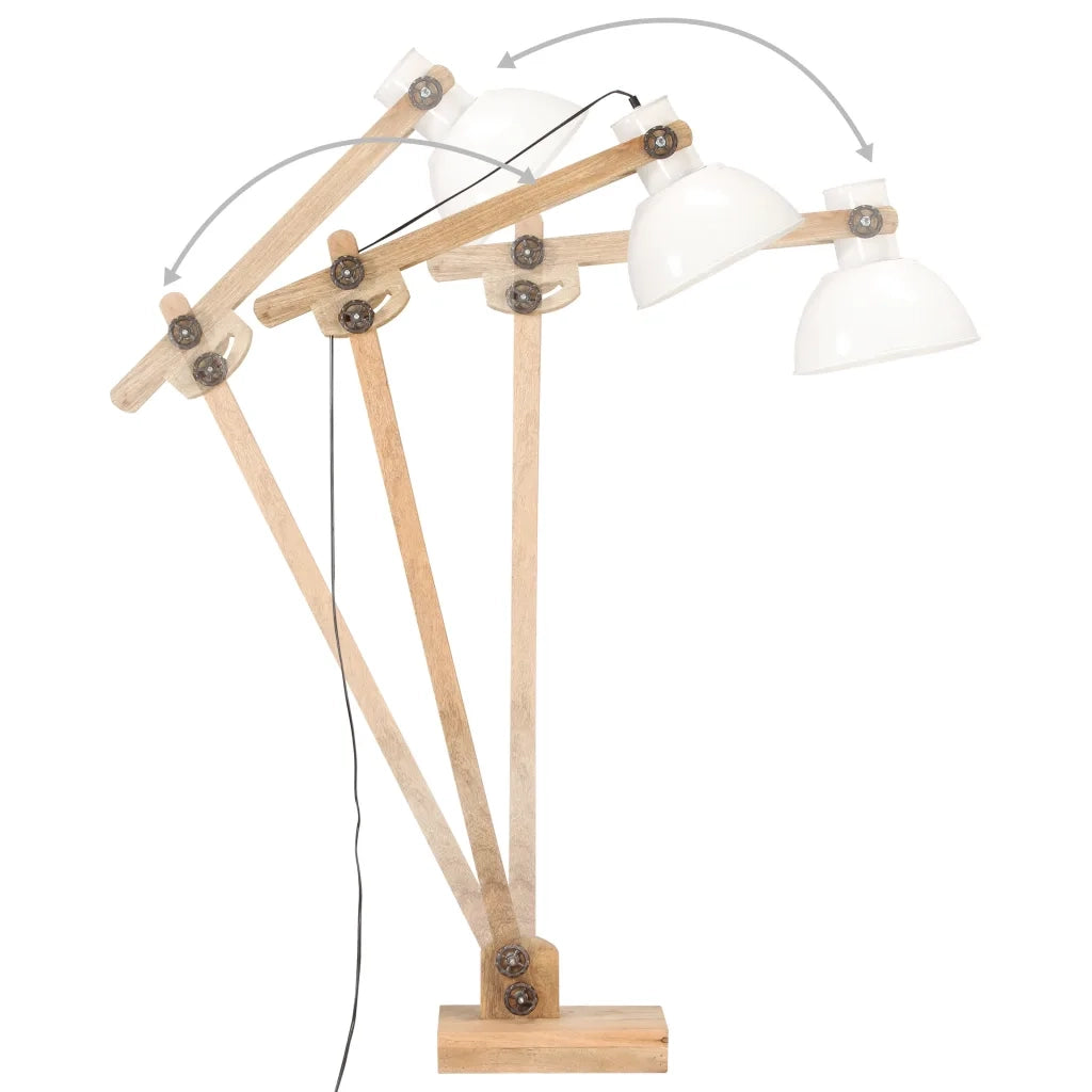 Lampada da Pavimento Bianca in Legno Massello di Mango E27 320582