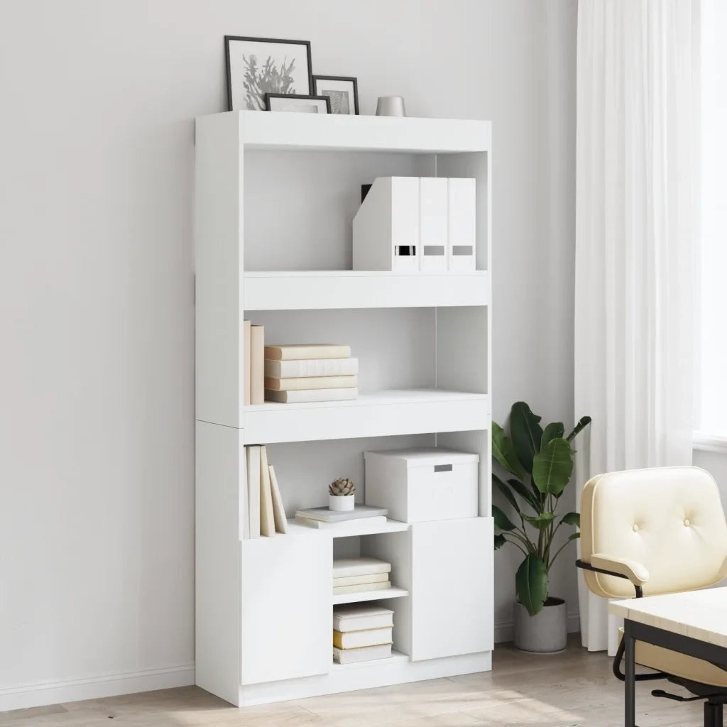 Credenza-Buffet-Armadio da cucina Bianca 92x33x180 cm in Legno Multistrato