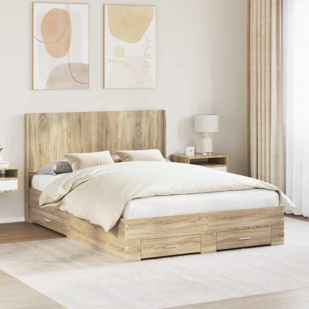 Struttura del letto con stoccaggio e testata Rovere Sonoma 3414119
