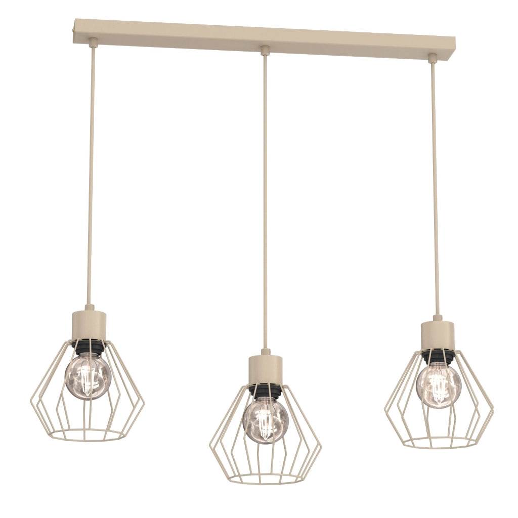 Lampada sospesa Parkla 3 luci beige metallo Luminex