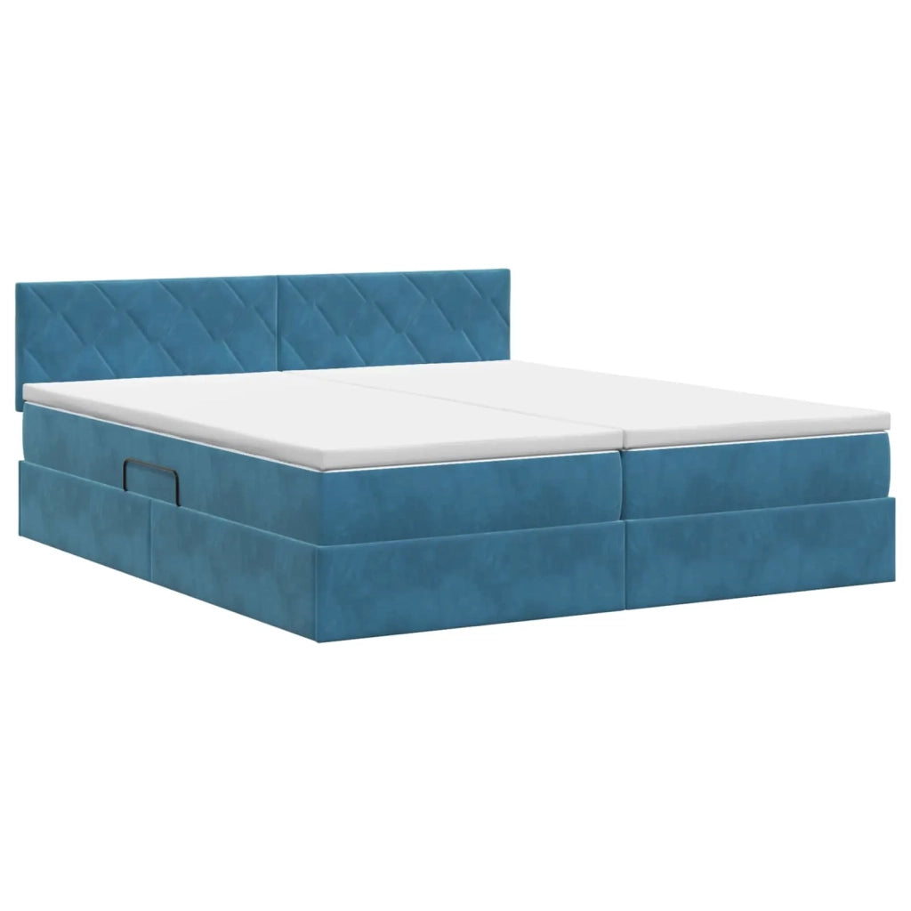 Letto con Contenitore con testiera 2 pz Blu Scuro 3458965