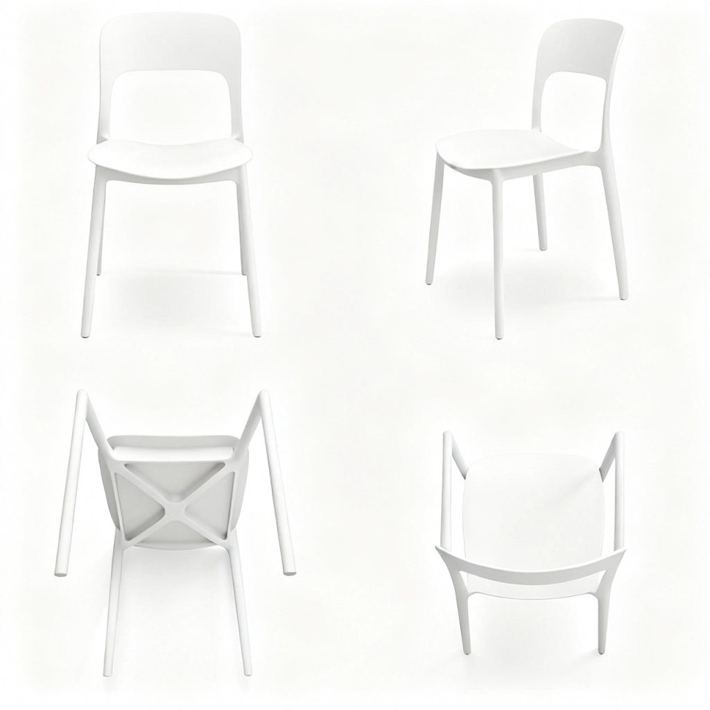 Set 4 Sedie Da Giardino In Polipropilene Impilabili Leggere E Resistenti Ideali Per Esterni Terrazze Giardini Bar Dehors Ristoranti 41 x 82,5 x 52 cm Bianco