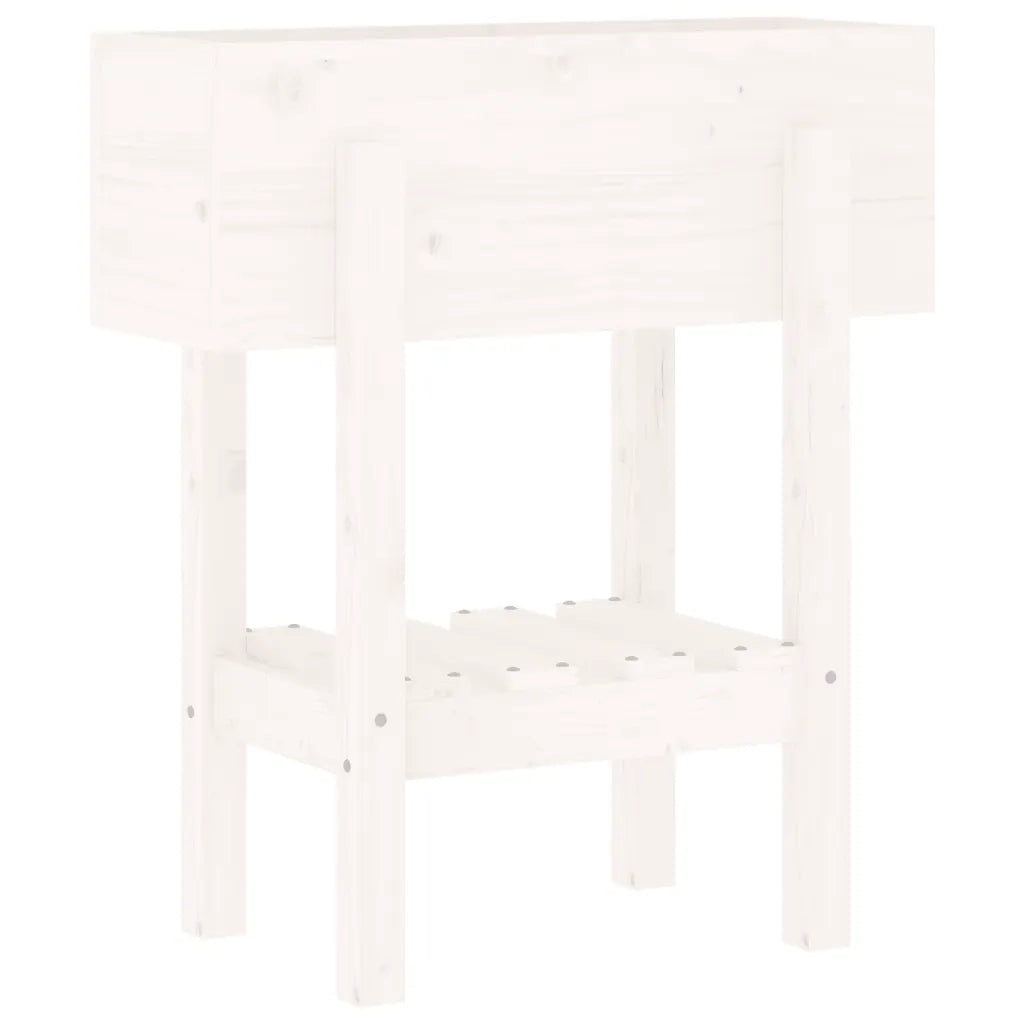 Fioriera da Giardino Bianca 62x30x69 cm Legno Massello di Pino cod mxl 118158