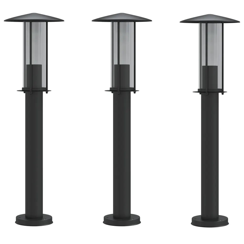 vidaXL Lampade da Terra per Esterni 3 pz Nere 60 cm in Acciaio Inox