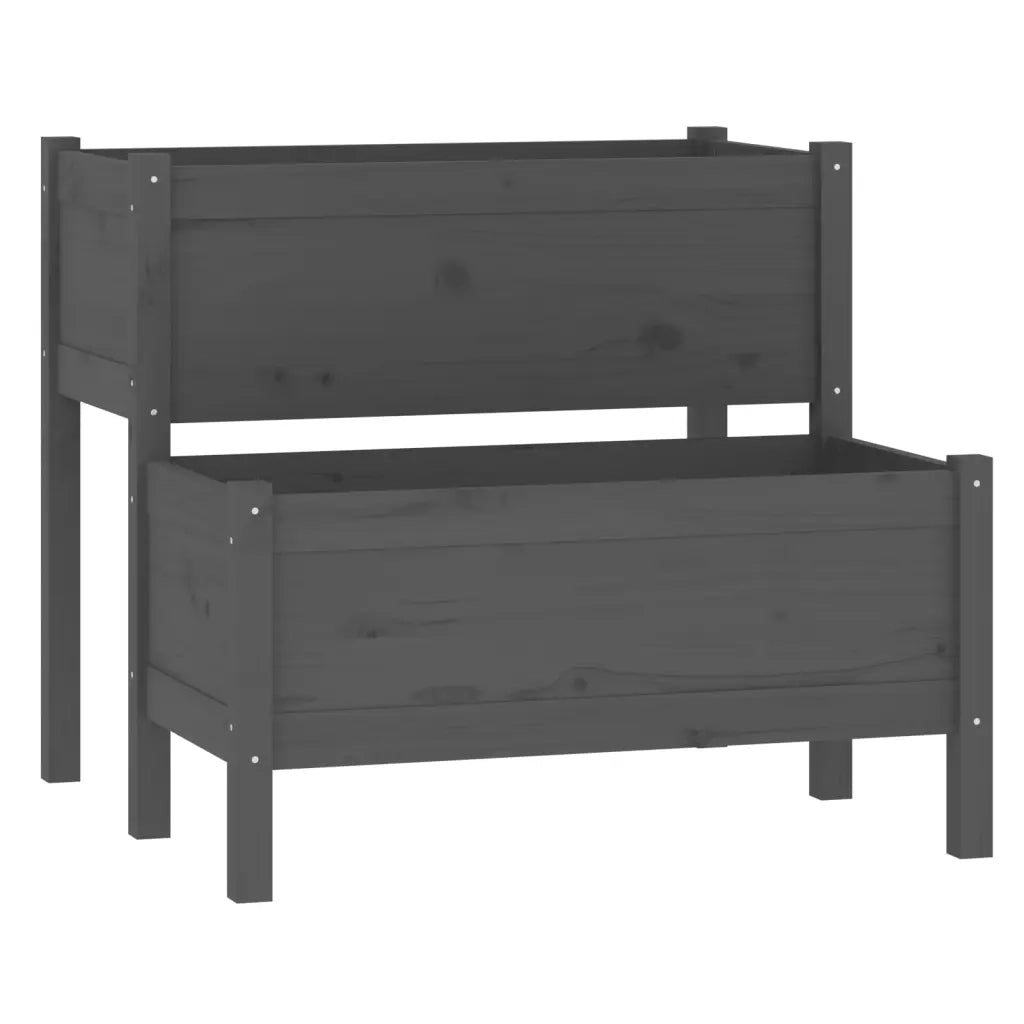 Fioriera | Cassetta per fiori | Vaso Grigia 84,5x84x75 cm in Legno Massello di Pino