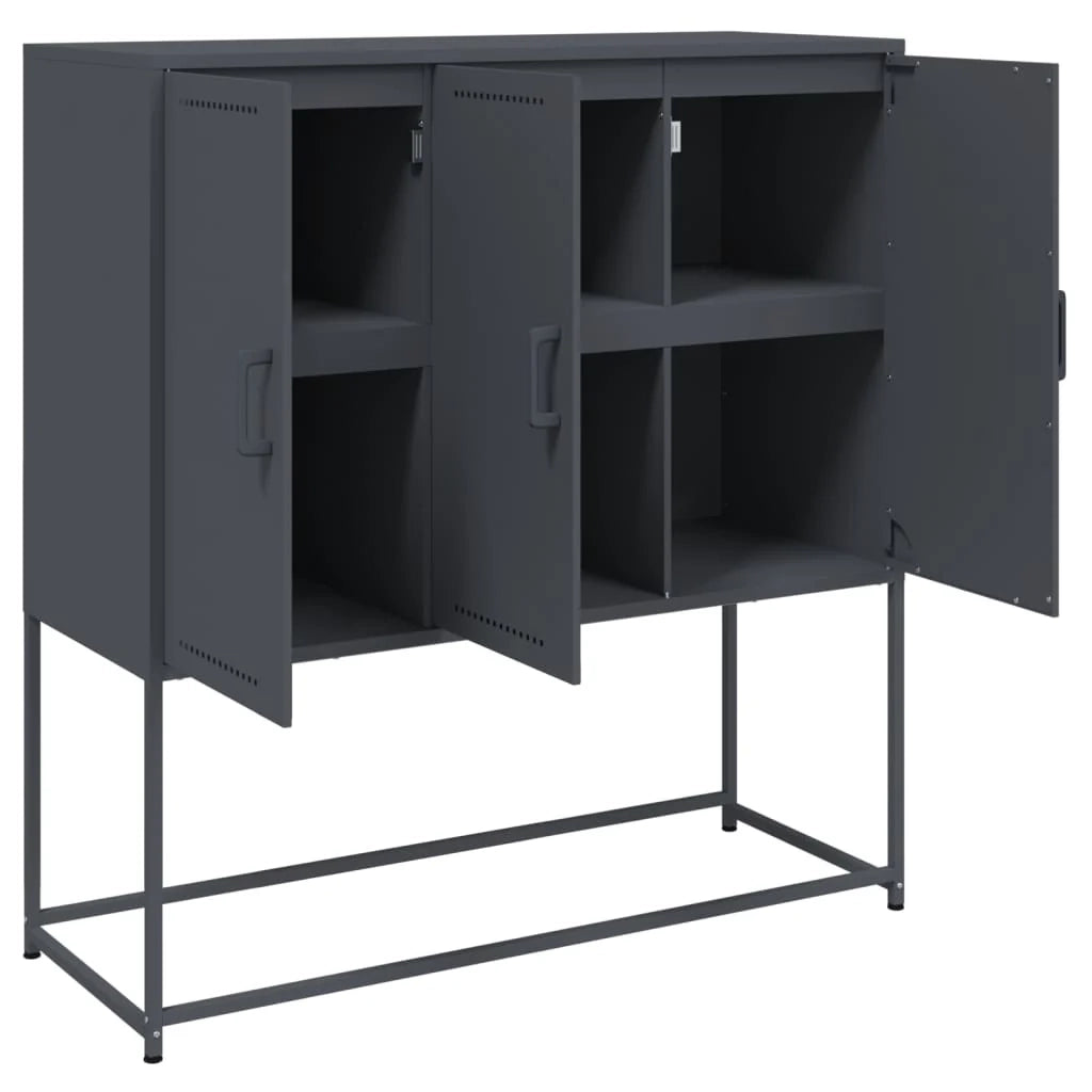Buffet credenza cassettiera armadio mobile contenitore organizer cucina soggiorno salotto alto 100,5 x 39 x 107 cm acciaio antracite 02_0032198