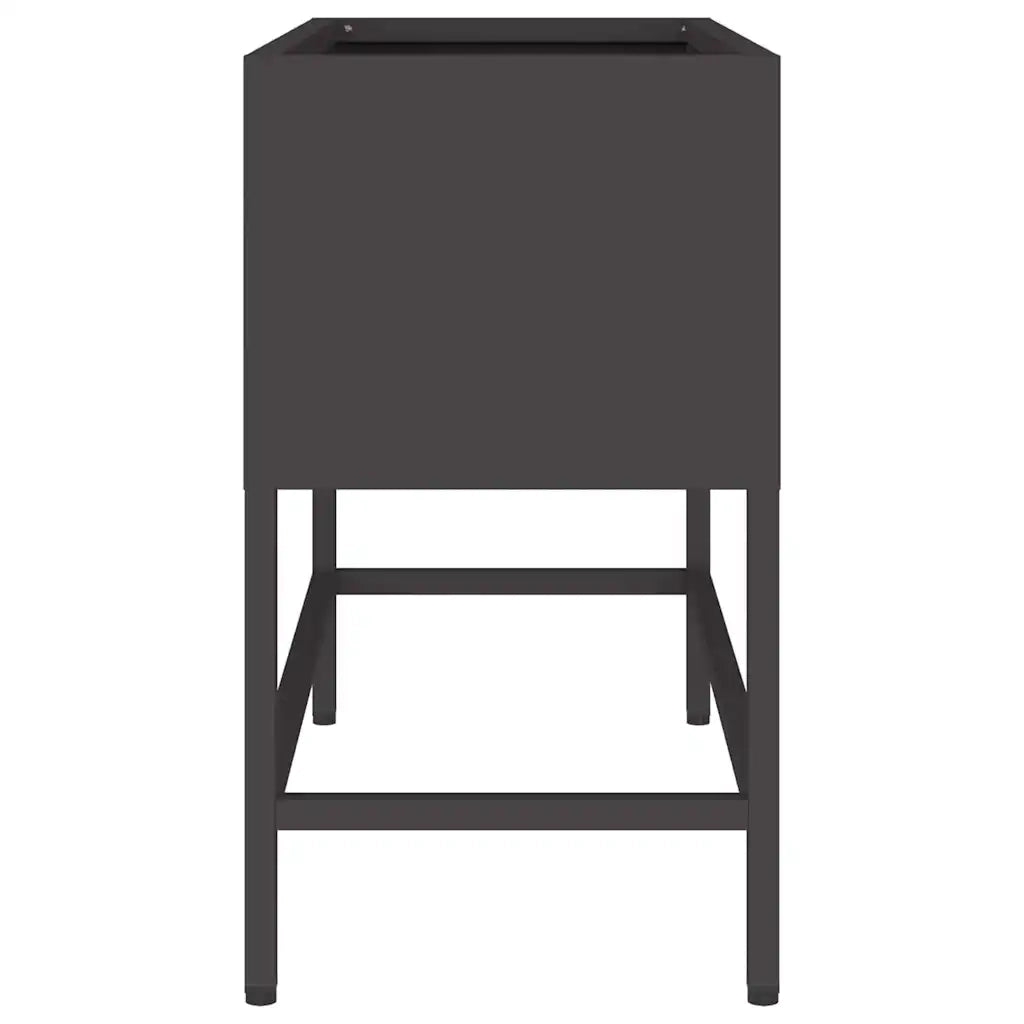 Fioriera rialzata moderna per giardino 60 x 26 x 45 cm stile di tendenza acciaio nero 02_0052095