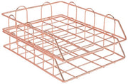 Documenti in metallo 2-pack, contenitori di archiviazione metallo, cassetta per documenti, per scrivania, cassetta per documenti, cassetta per lettere (rosé oro)