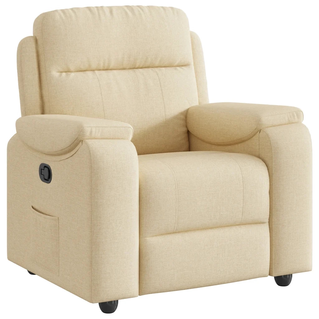 Poltrona | Sedia Relax Reclinabile in Tessuto Crema