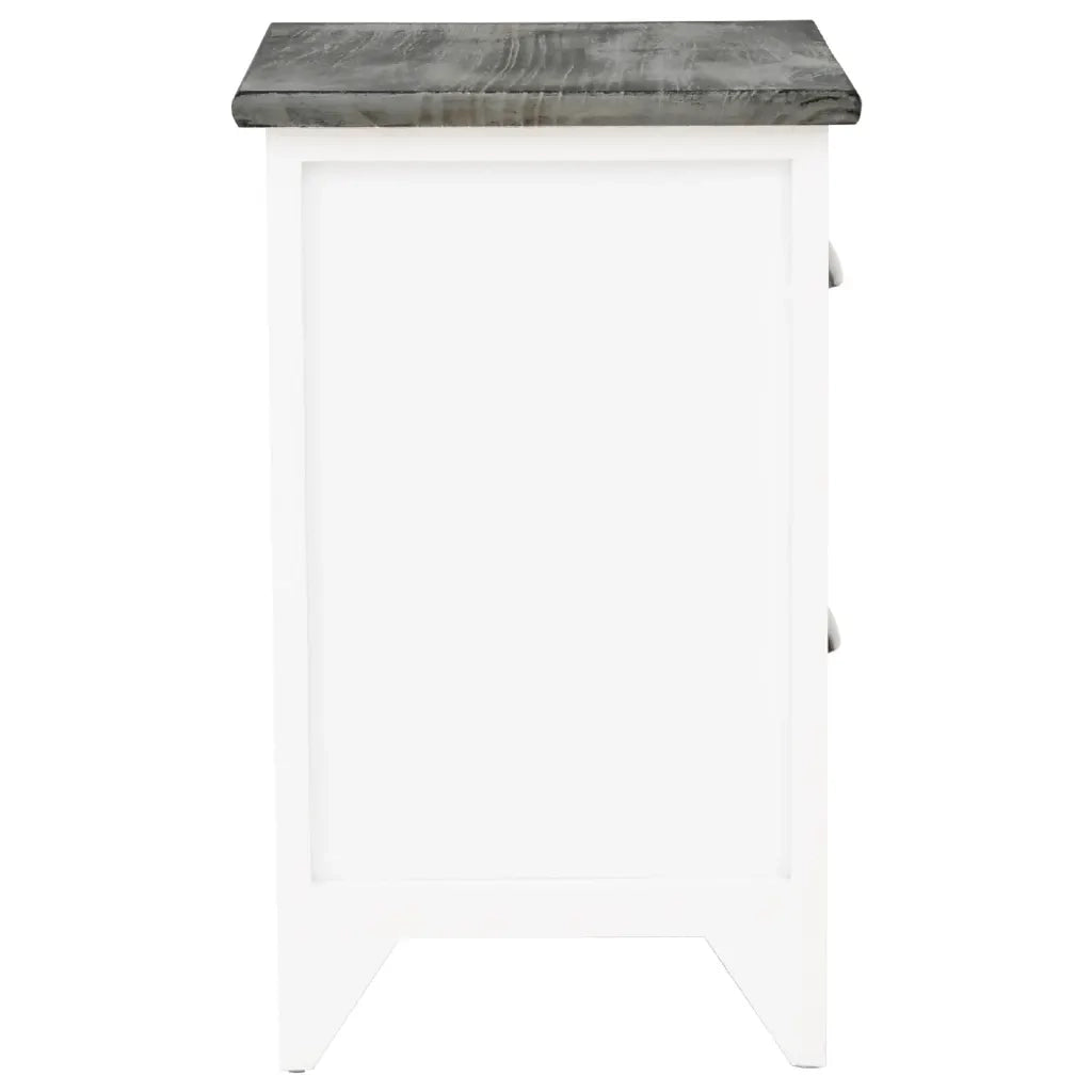 Comodini Set 2 pz con 2 Cassetti Grigio e Bianco  cod mxl 50757