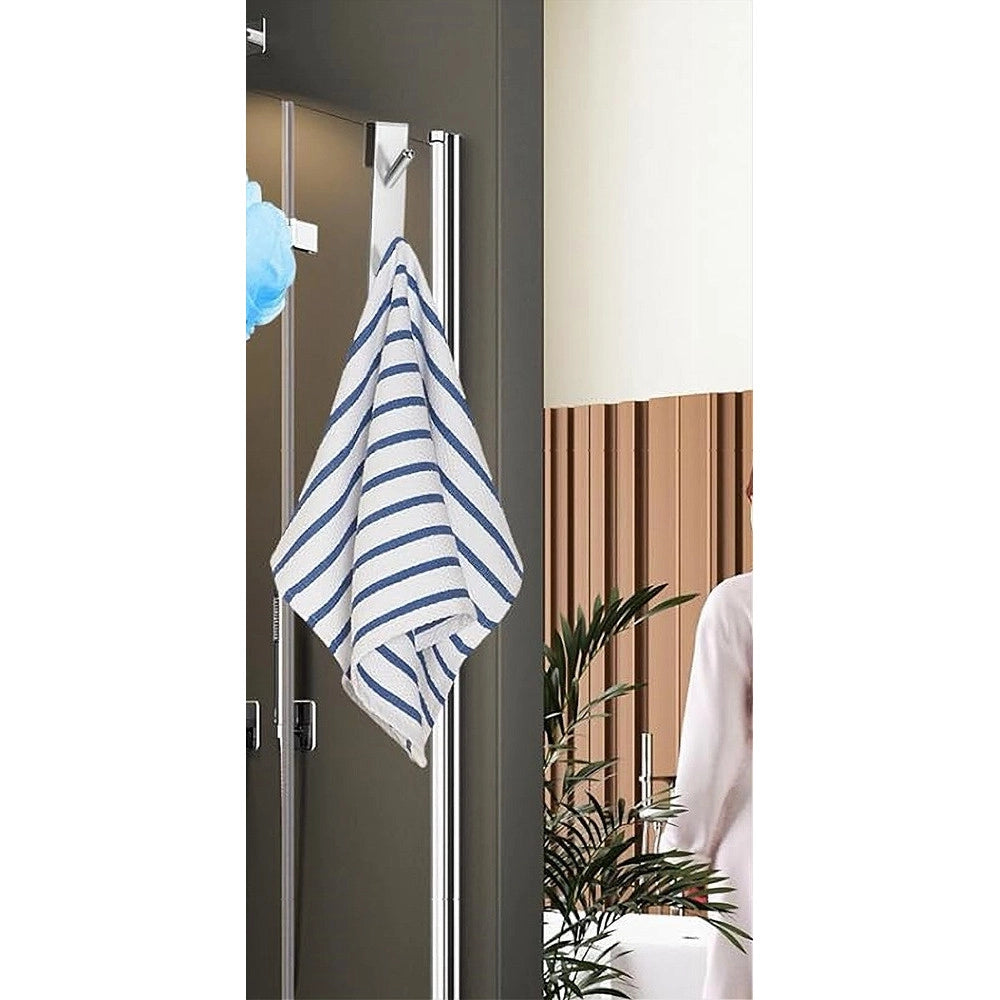 Trade Shop - Gancio Doppio Per Porta Box Doccia Per Appendere Asciugamani Bagno 4x18 Cm 87766 -