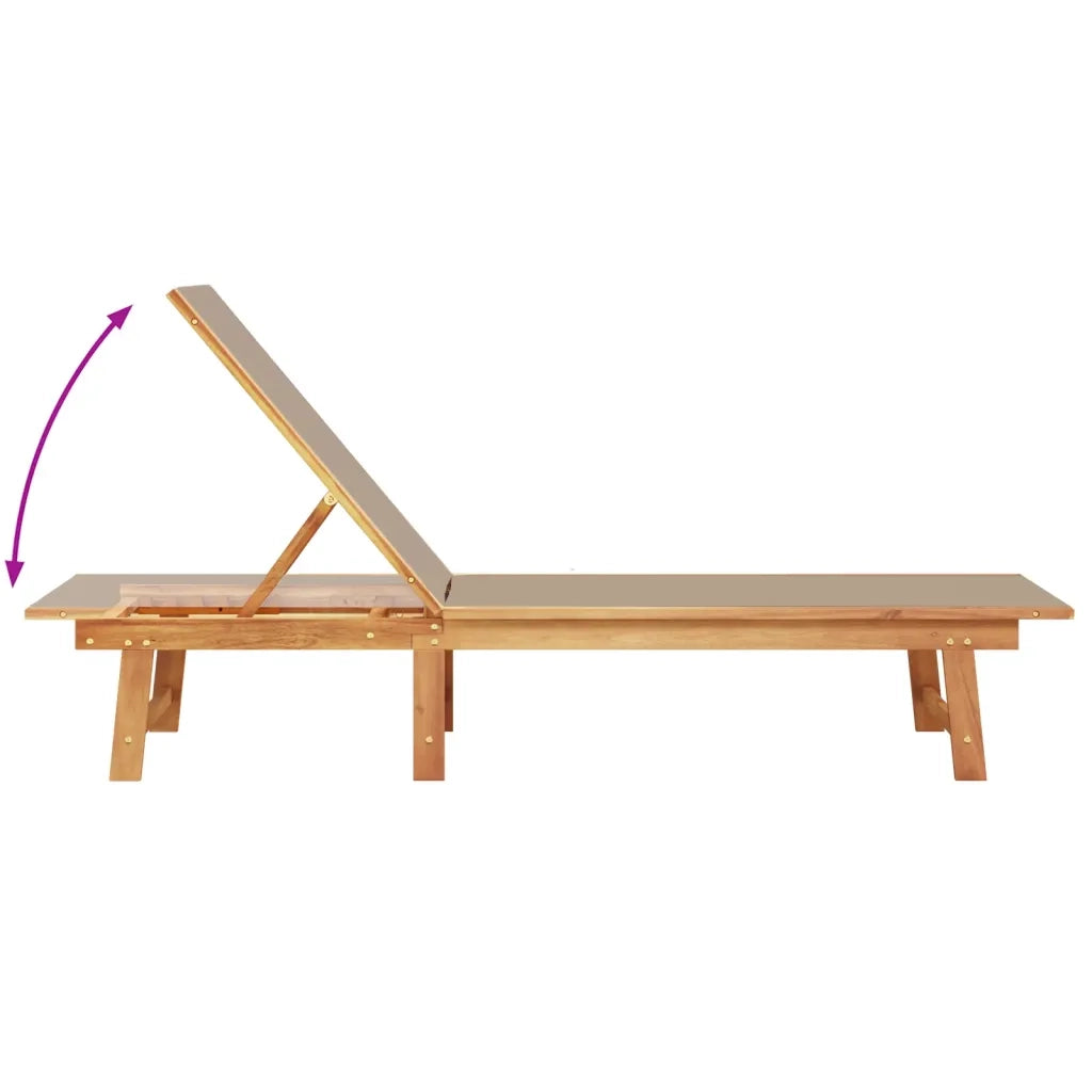 Lettini Prendisole 2 pz e Tavolo Tortora Legno Acacia/Textilene 3279255