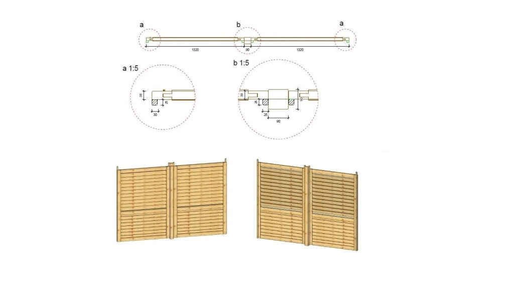 Recinto, pannello in legno con lamelle, set - impregnato in marrone - DOM703 - ALTANKA
