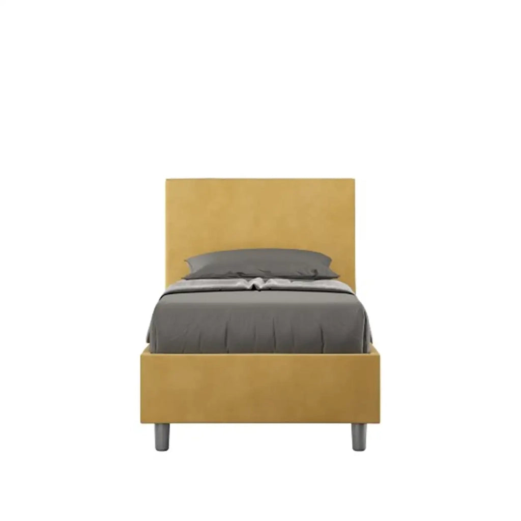 Letto singolo senza rete imbottito 80x190 microfibra ocra Adele