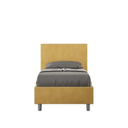 Letto singolo senza rete imbottito 80x190 microfibra ocra Adele