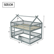 Letto a castello con scala - Xylo - 140x200 cm - Grigio - Design loft in legno massello