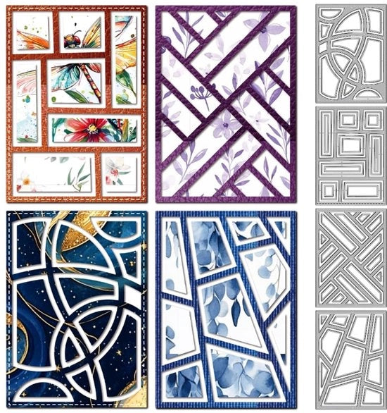 Taglierine Geometriche per Carte - 4 Stuks 102x142 mm - Taglierina per Scrapbooking - Papier Artigianato DIY - Stencil di Taglio