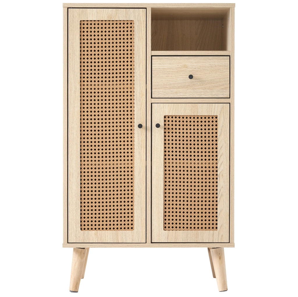Credenza 60x40x101 cm con 2 ante e 1 cassetto in pannello truciolare rovere