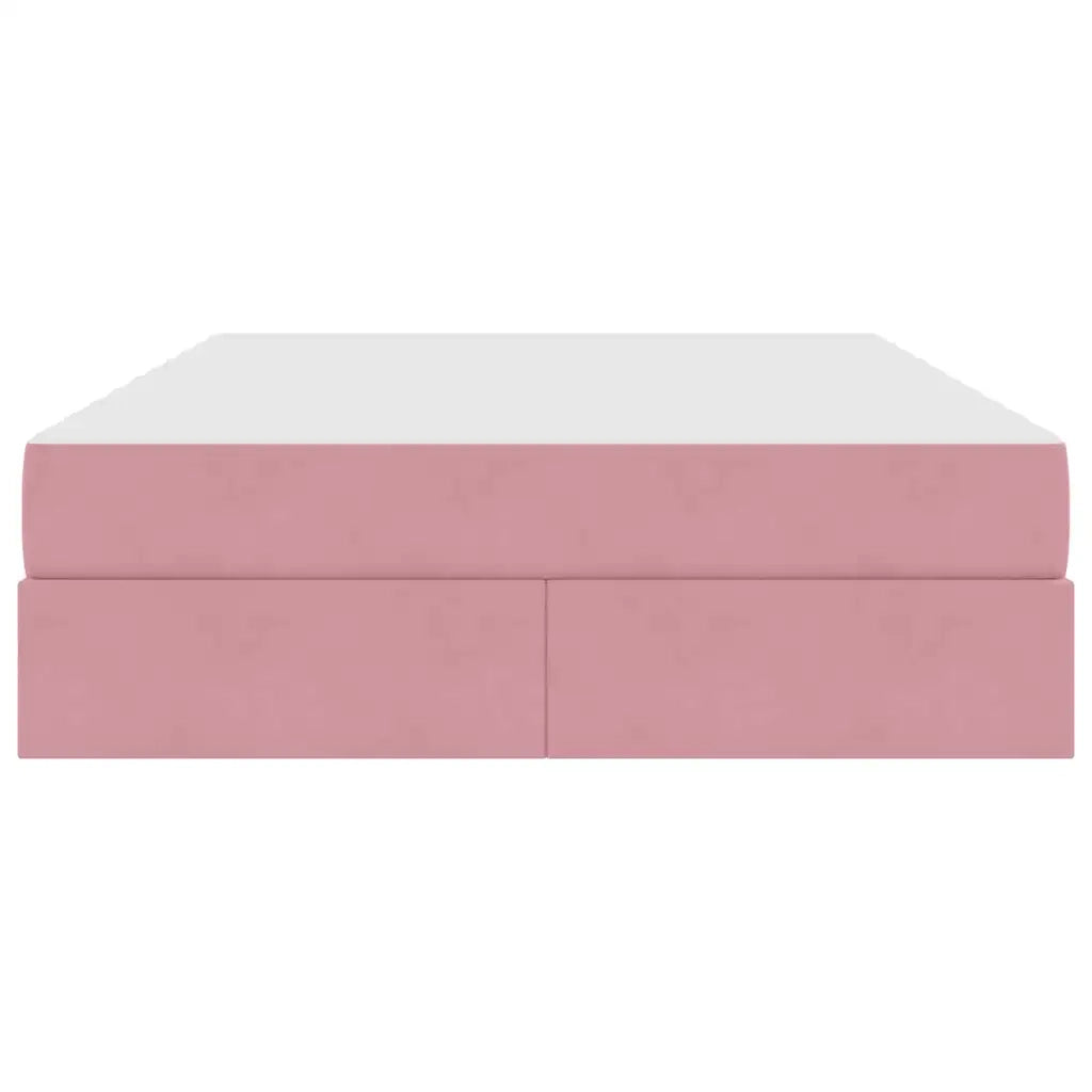 Letto con contenitore e materasso Rosa 140 x 200 cm Velluto 3399729