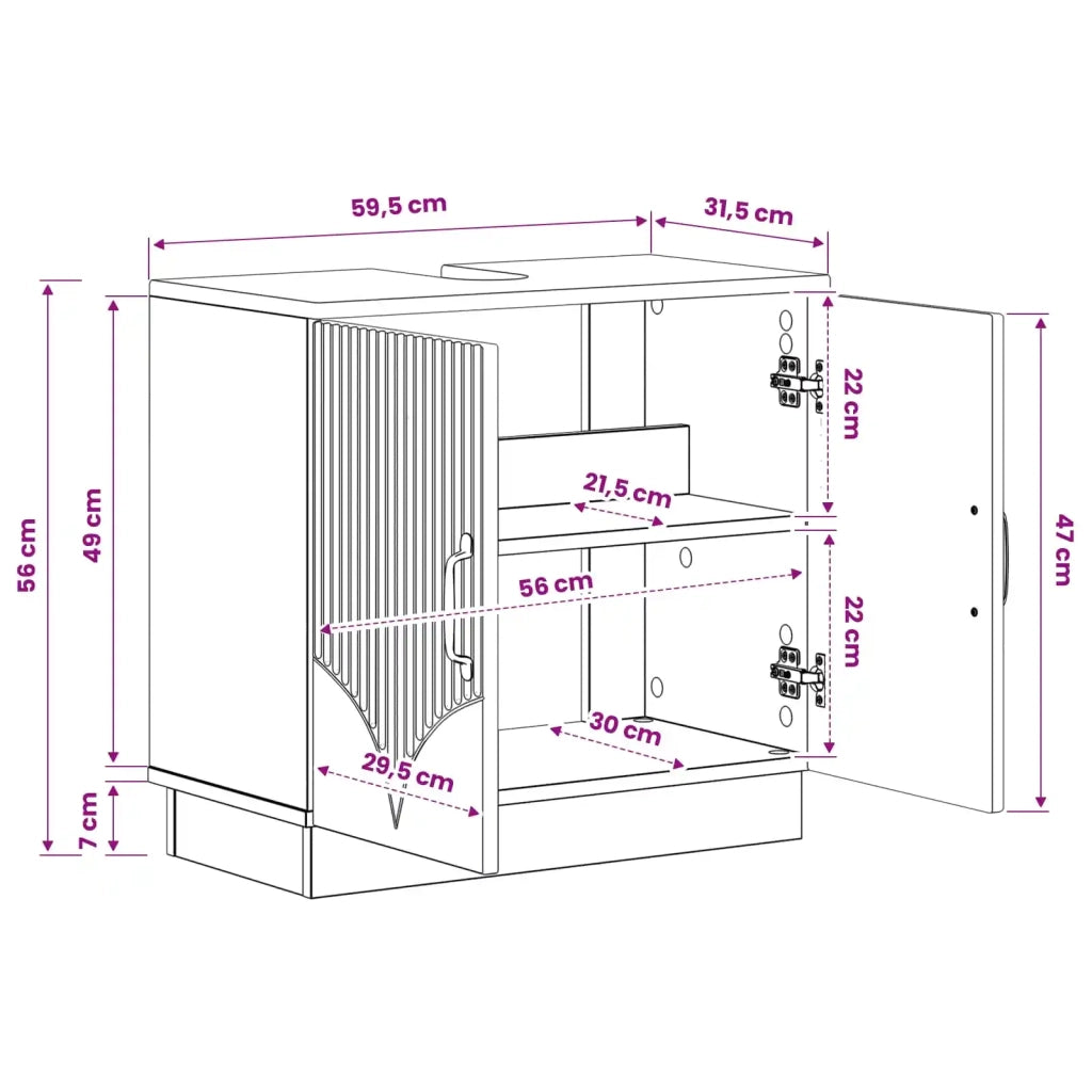 Armadio per Lavabo da Bagno HOORN Rovere Sonoma 897227