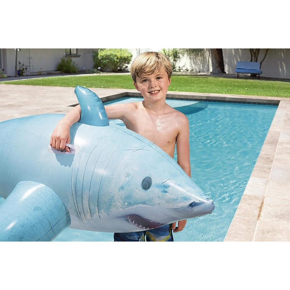 Trade Shop - Cavalcabile Gonfiabile A Forma Di Squalo 3d Con Maniglie 183x102cm Piscina 41405 -