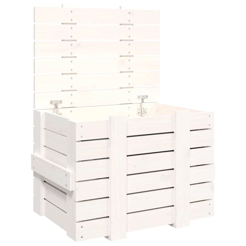 Contenitore Portaoggetti Bianco 58x40,5x42 cm Massello di Pino 824994