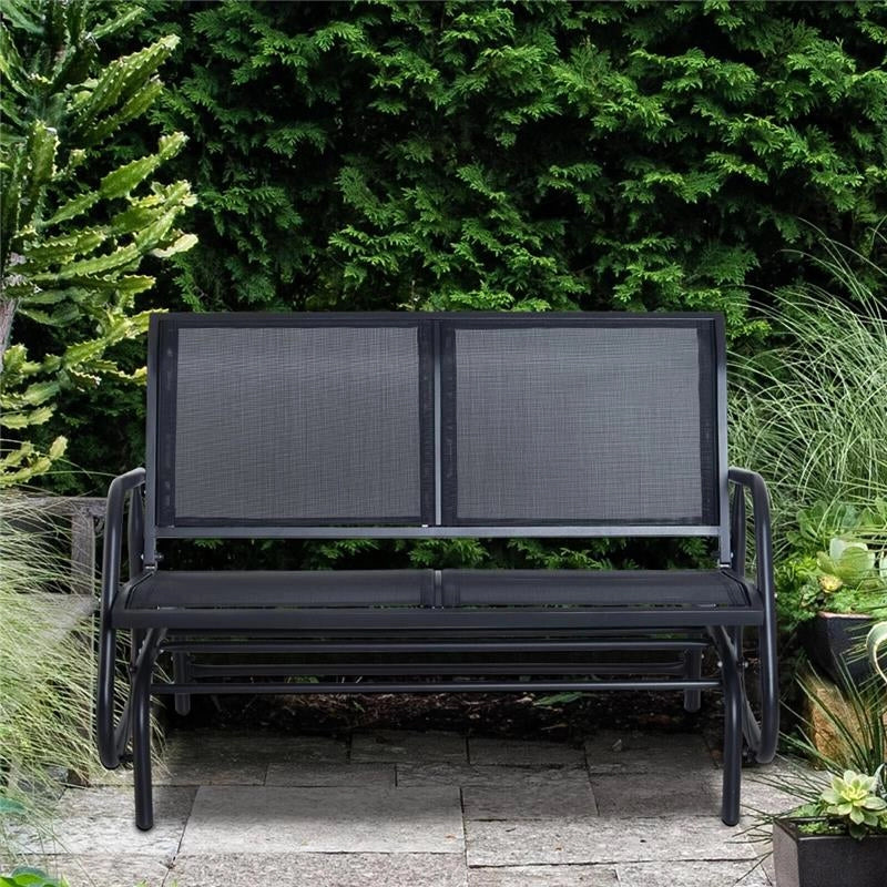 PANCHINA A DONDOLO BIPOSTO IN METALLO 123 X 70 X 87 CM NERA