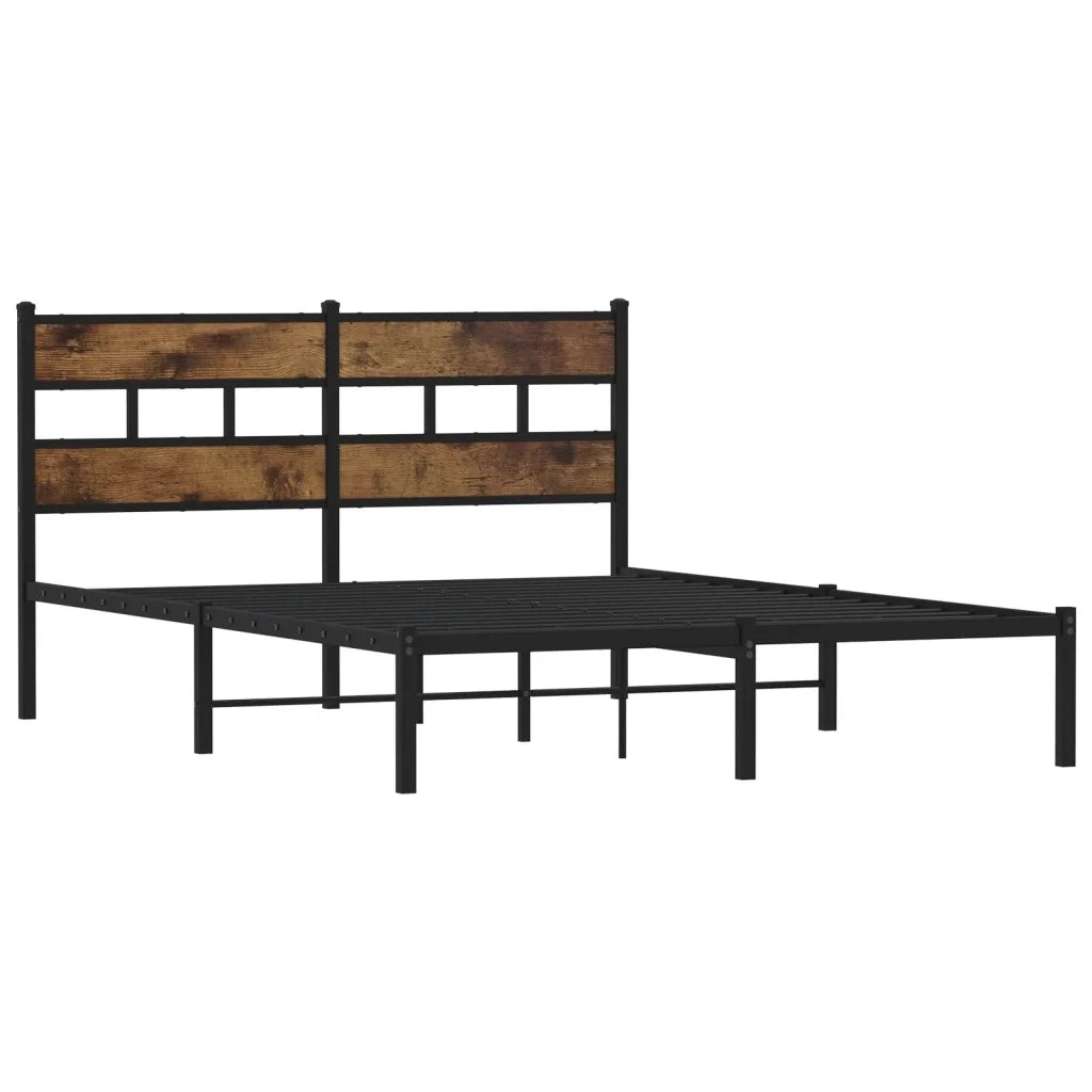 Letto matrimoniale | Letto per adulti | Giroletto senza Materaso in Metallo Rovere Fumo 160x200 cm