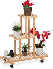 Pianta a tre livelli in bambù - Dimensioni: ca. 82 x 81 x 36 cm - Regolabile per interni - Esecuzione naturale