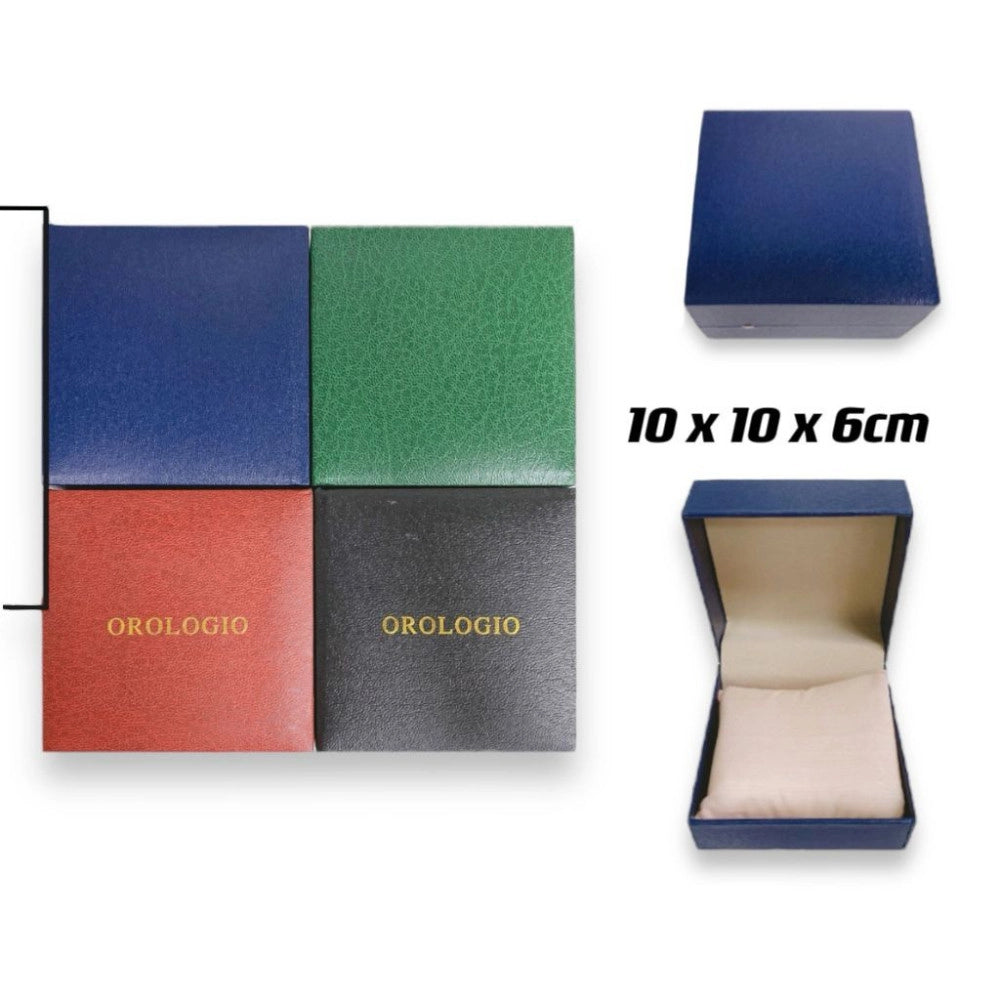 Trade Shop - Scatola Porta Orologio Rigida 10x10x6 Cm Con Cuscino Interno Apertura A Libro -