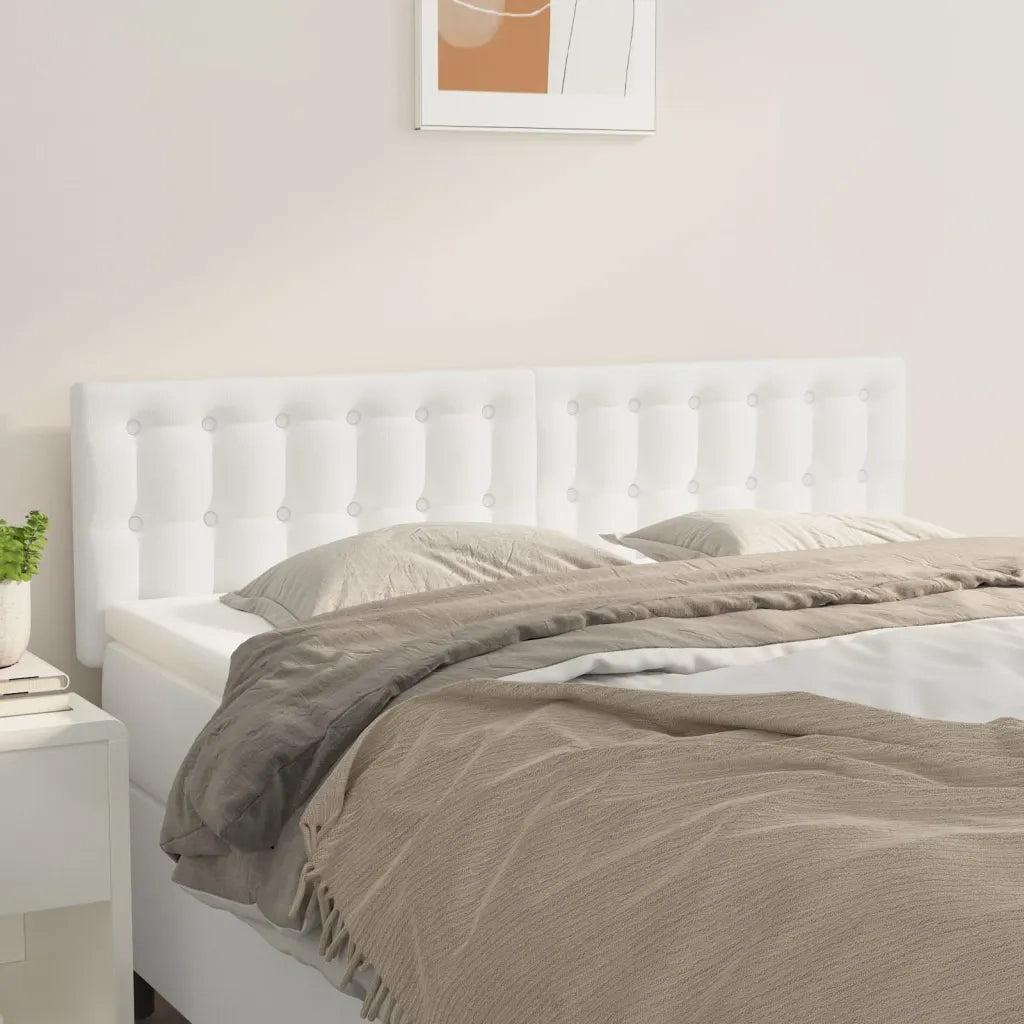 Testiera Bianca 144x5x78/88 cm in Similpelle 346465