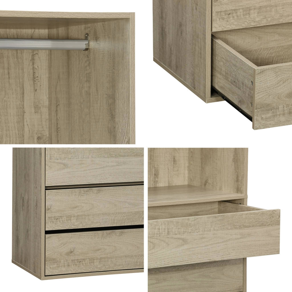 Modulo guardaroba con 4 cassetti e 1 spazio appendiabiti, marrone