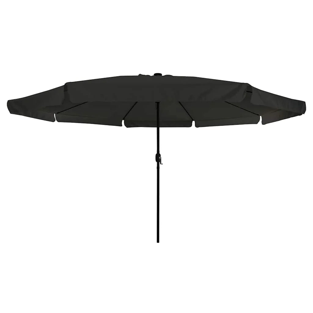 Ombrellone da giardino moderno rotondo e pieghevole 395 x 395 x 245 cm con illuminazione ambientale a LED in poliestere nero. Codice articolo: 02_0058793.