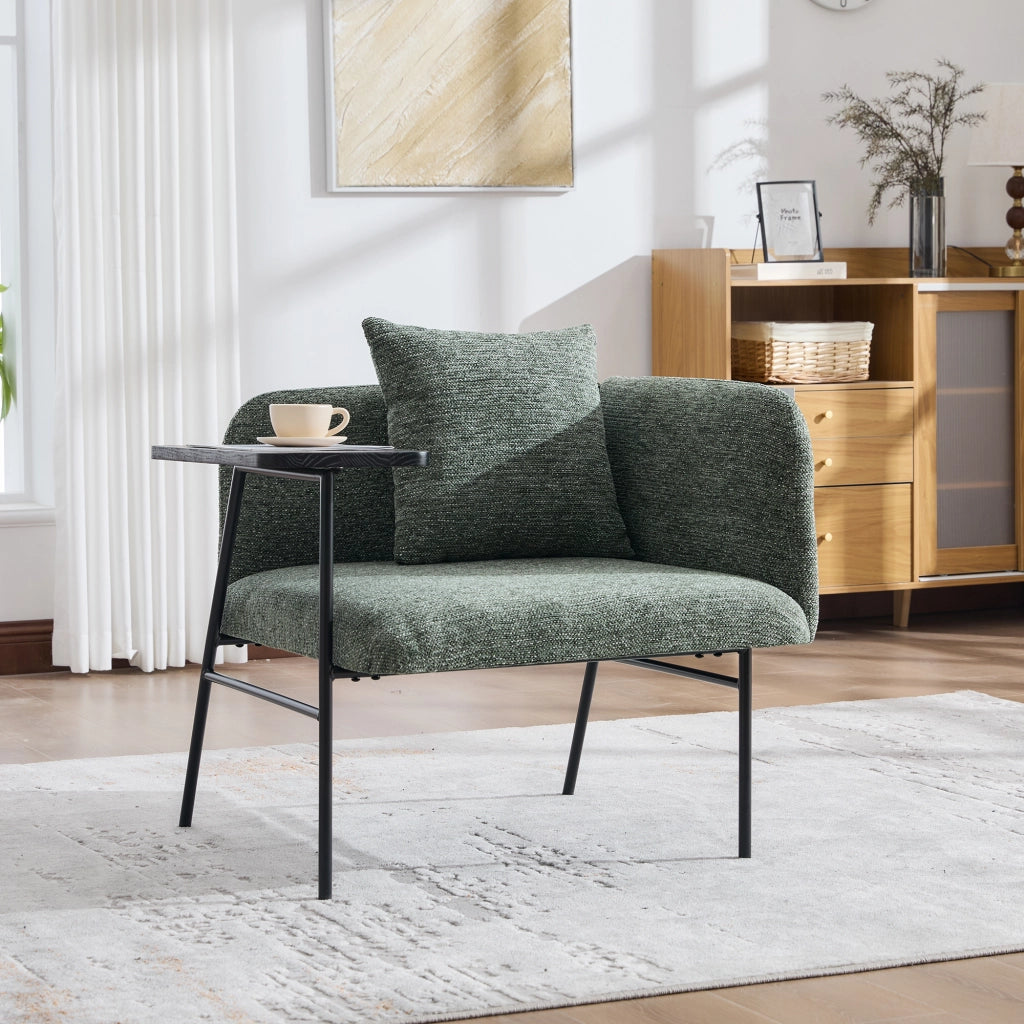 POLTRONA con tavolino laterale 86x72x71 cm Chenille Verde