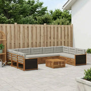 Set di divani da esterno 10 pcs Naturale e Grigio Chiaro