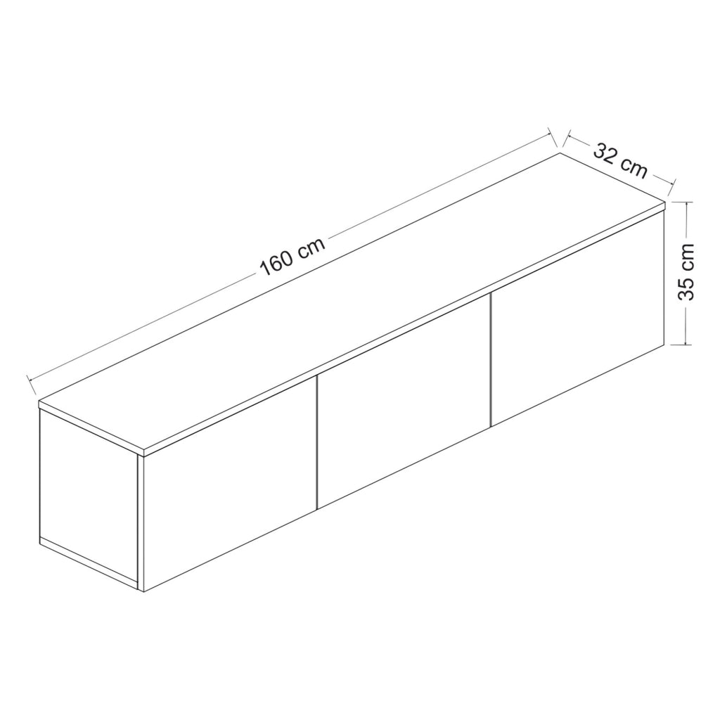 Pianiga, Mobile Porta tv 3 Ante, 160x32x35h cm Bianco