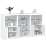 Credenza con Luci LED-Buffet-Armadio da cucina Bianca 181,5x37x100 cm 442537
