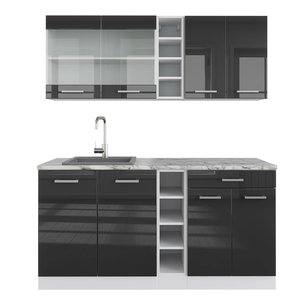 Vicco Cucina completa Antracite lucido/bianco 160 cm , PL Marmo
